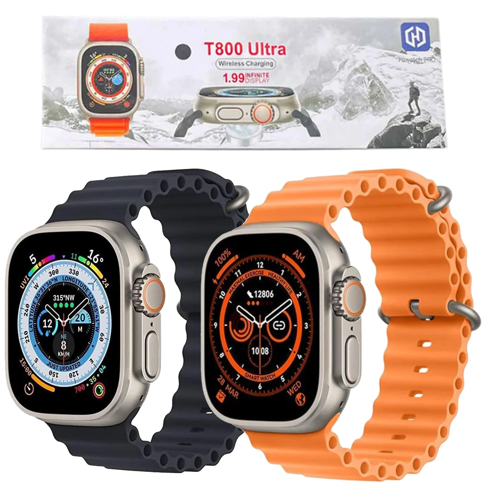 T800 UItra Smart Watch Series 8 NFC Smartwatch Men Women (Pack of 2) - AE Laptop image 3