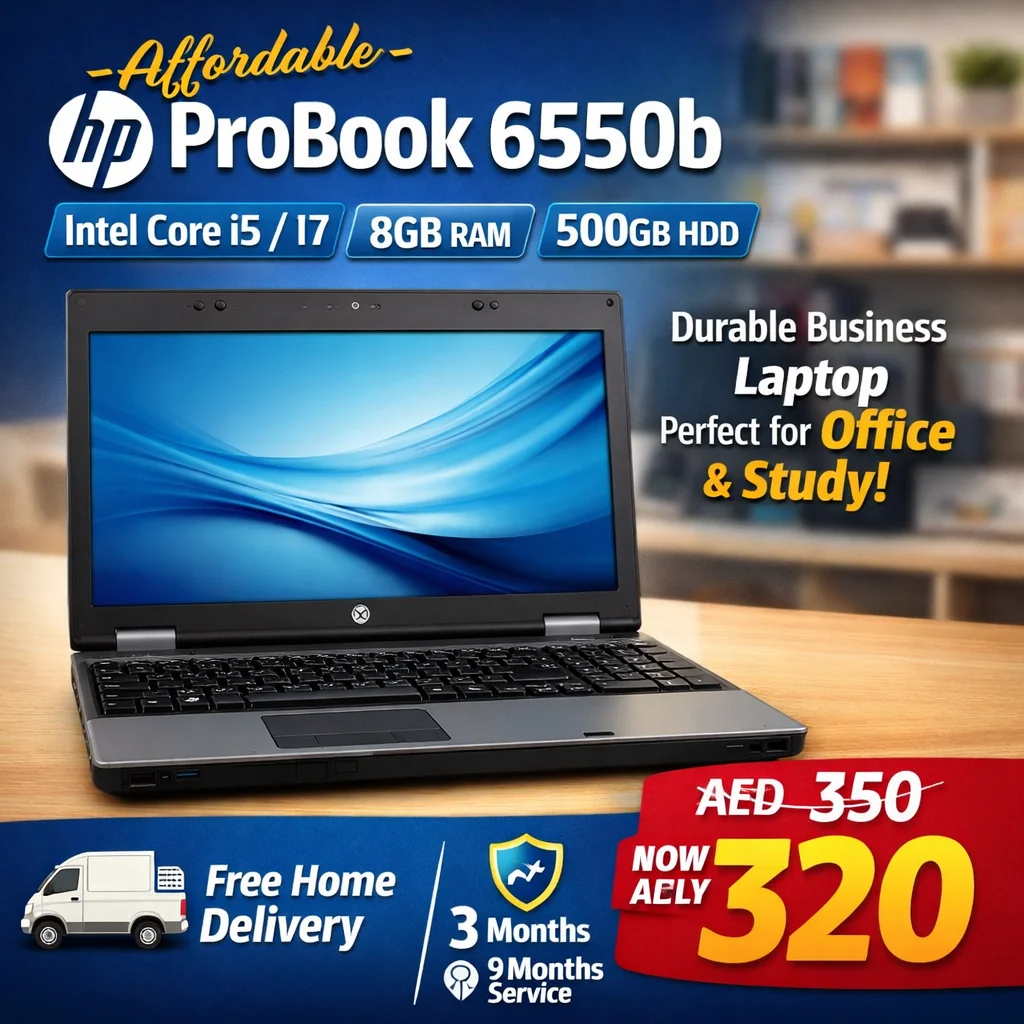 HP ProBook 6550b 15.6" Laptop Intel Core i5 540M, 8GB RAM, 500GB HDD